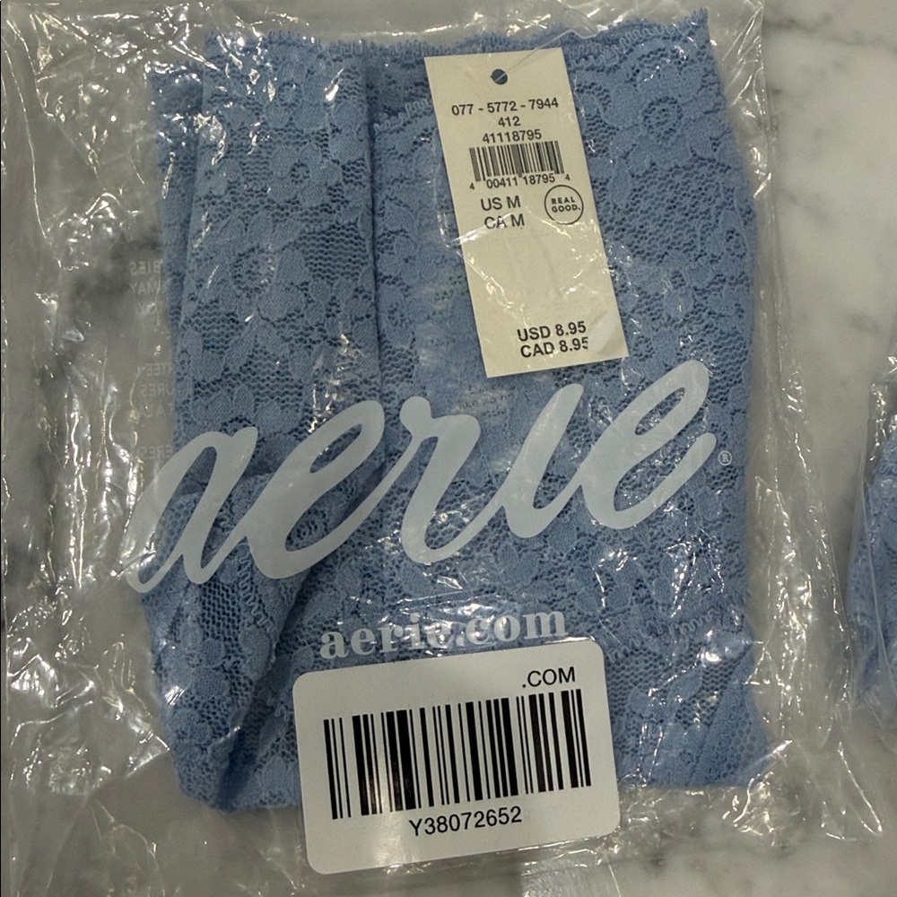 3 aerie Powder Blue Lace thongs - Picture 2 of 6